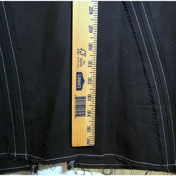 Topshop Asos Raw Edge Maxi Skirt Black Twill Topstitch Sz 10 Frayed Cotton Zip - Picture 13 of 15